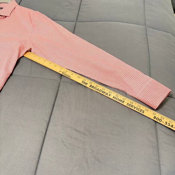 Hugo Boss Printed Dress Shirt Slim Res Checkered Men’s 17 Collared Button Down - Picture 7 of 14